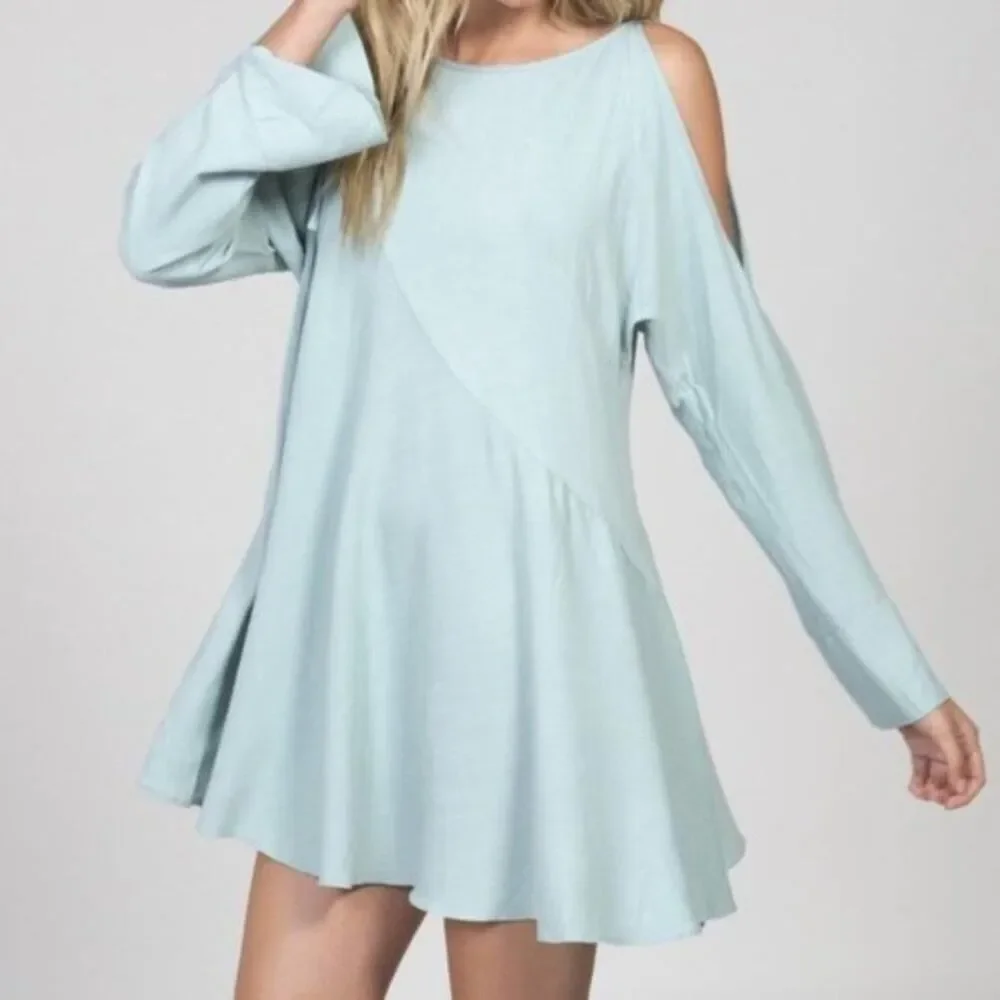 Free People Clear Skies Cold Shoulder Mint Dress Size Small